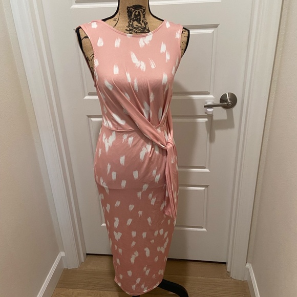 ASOS Light Pink/White Patterned Bodycon Dress size 4 - Picture 2 of 4